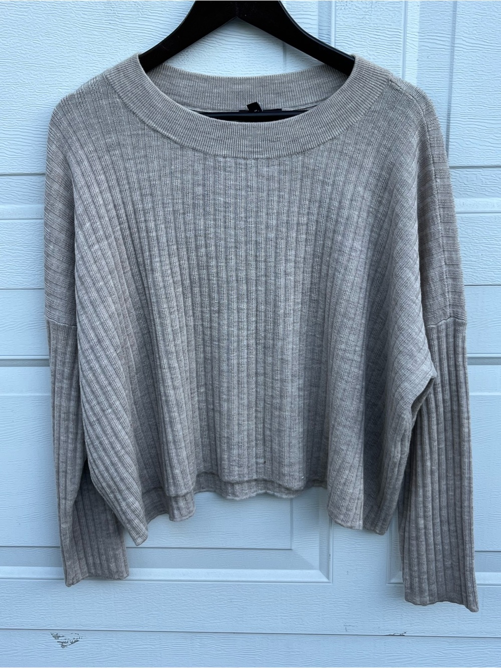 Eileen Fisher Ribbed Crewneck Sweater box top grey XL/T